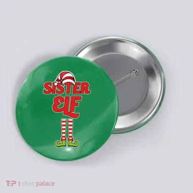 Sister Elf Christmas Button