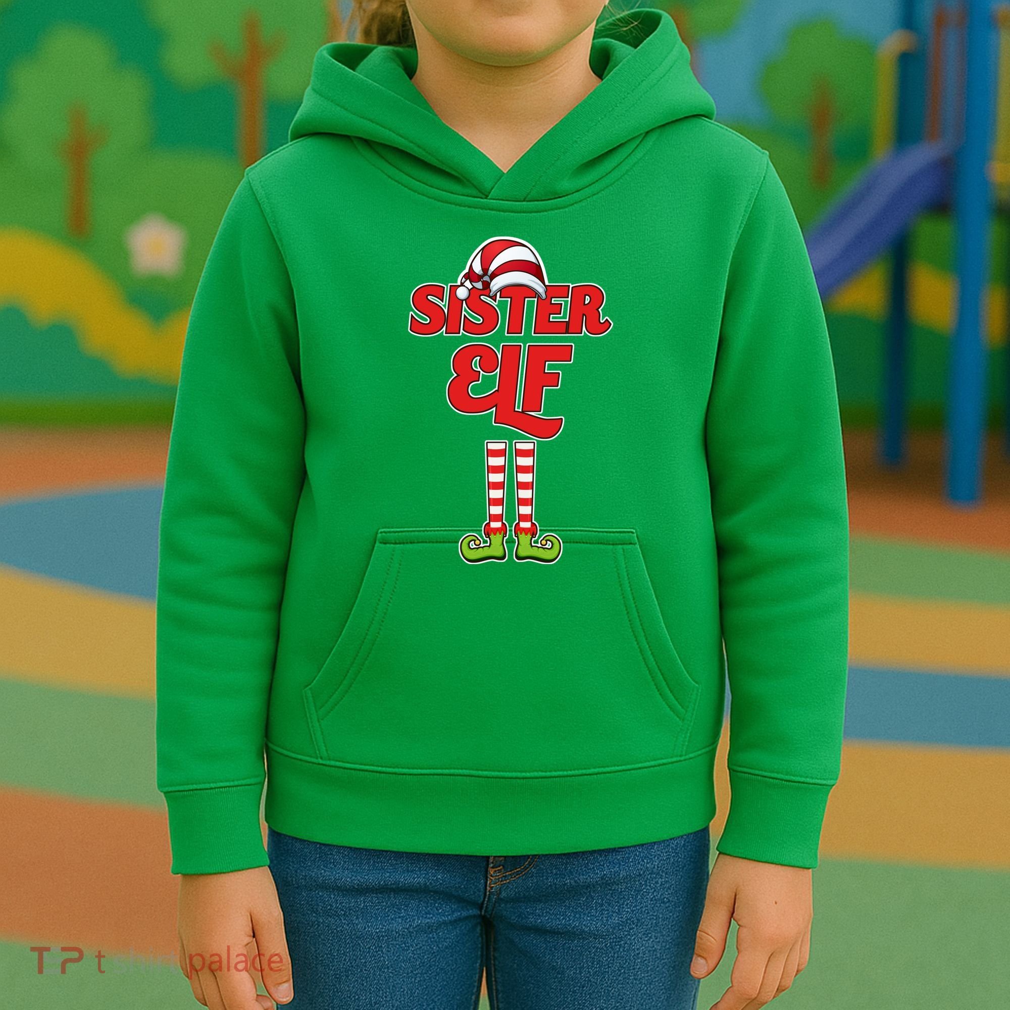 Sister Elf Christmas Kids Hoodie