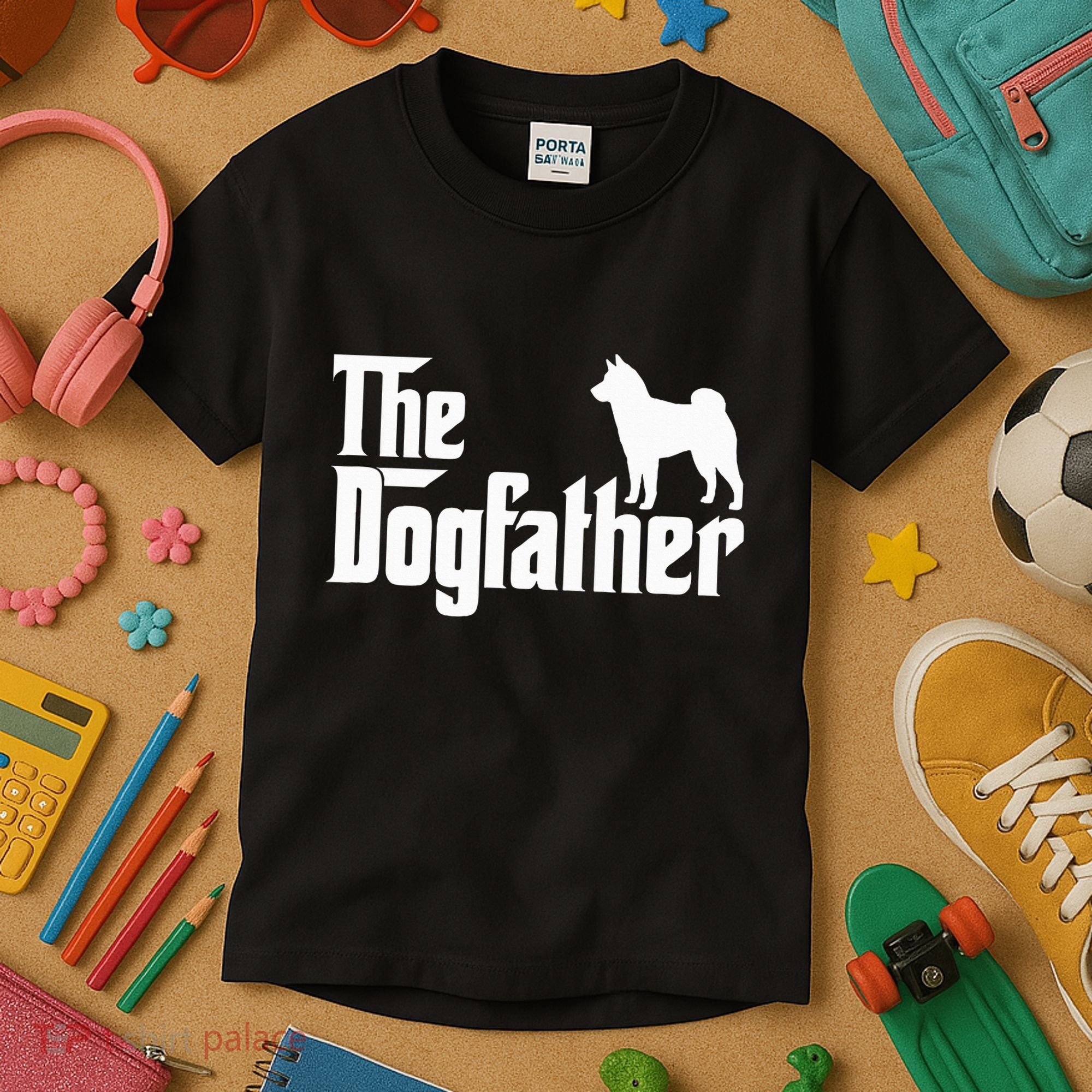 Shiba Inu The Dogfather Dog Dad Papa Kids T-Shirt