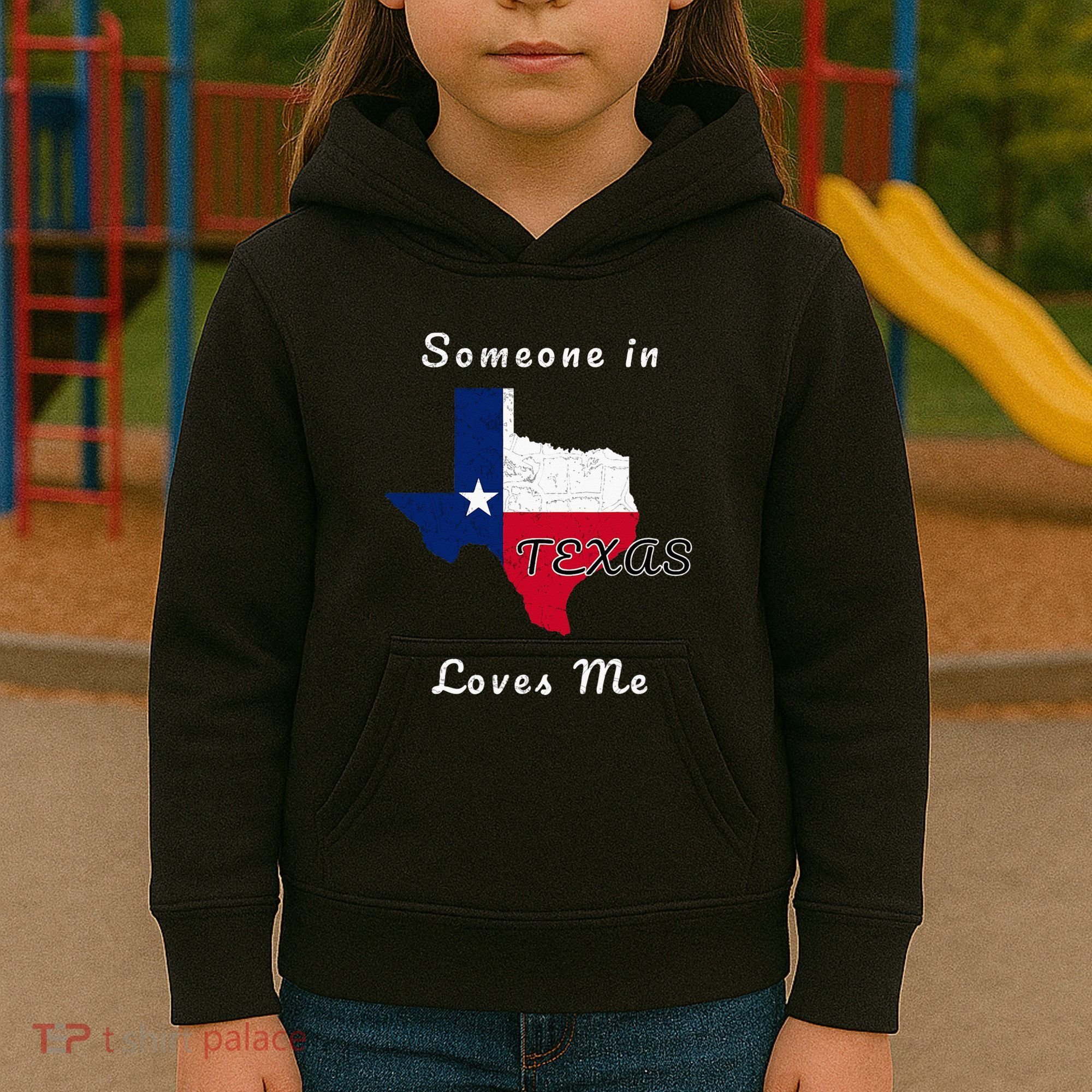 Someone In Texas Loves Me Travel Cute State Logo Kids Hoodie