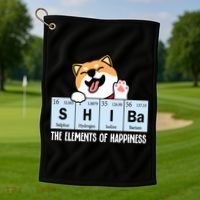 Shiba Inu Table Of Elements Happiness Shiba Inu Gift Golf Towel thumb 1