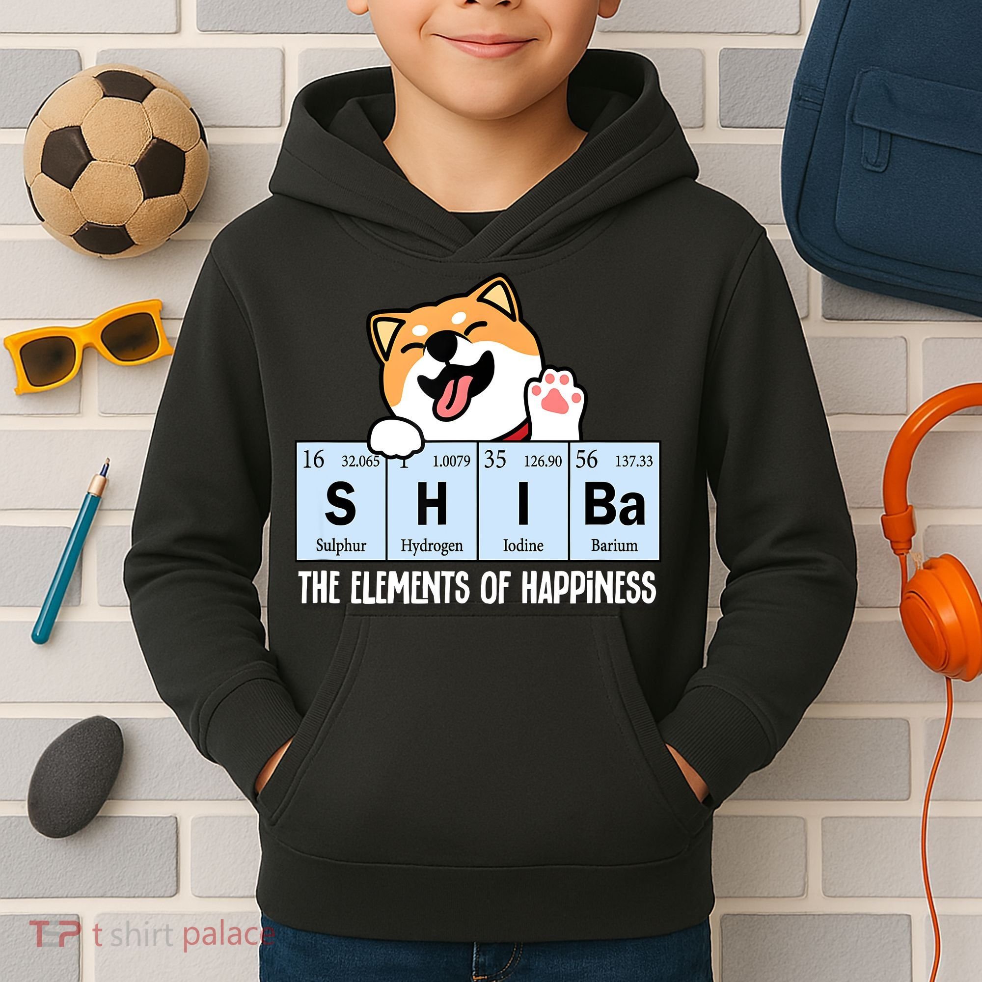 Shiba Inu Table Of Elements Happiness Shiba Inu Gift Kids Hoodie