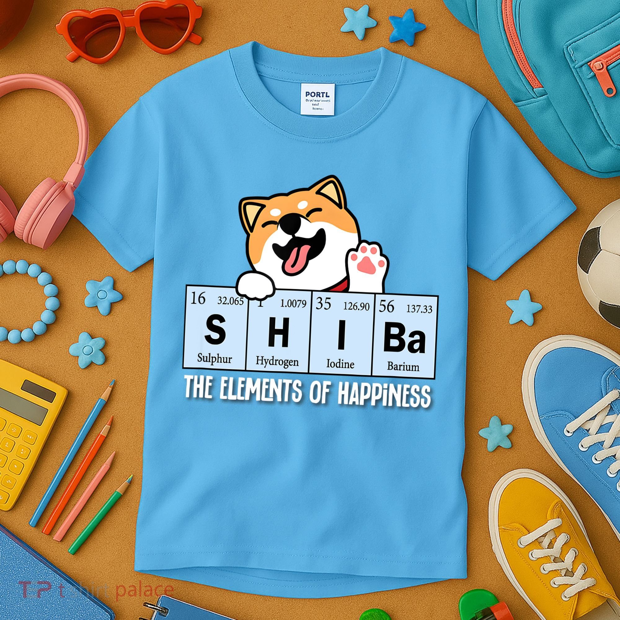 Shiba Inu Table Of Elements Happiness Shiba Inu Gift Kids T-Shirt