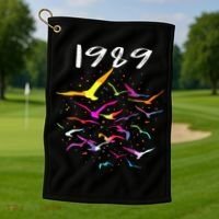 Seagull In The Sky Flock Of Seagulls 1989 Golf Towel thumb 1