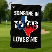 Someone In Texas Loves Me Cool Distressed Golf Towel thumb 1