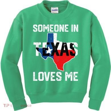 Someone In Texas Loves Me Cool Distressed Kids Sweatshirt