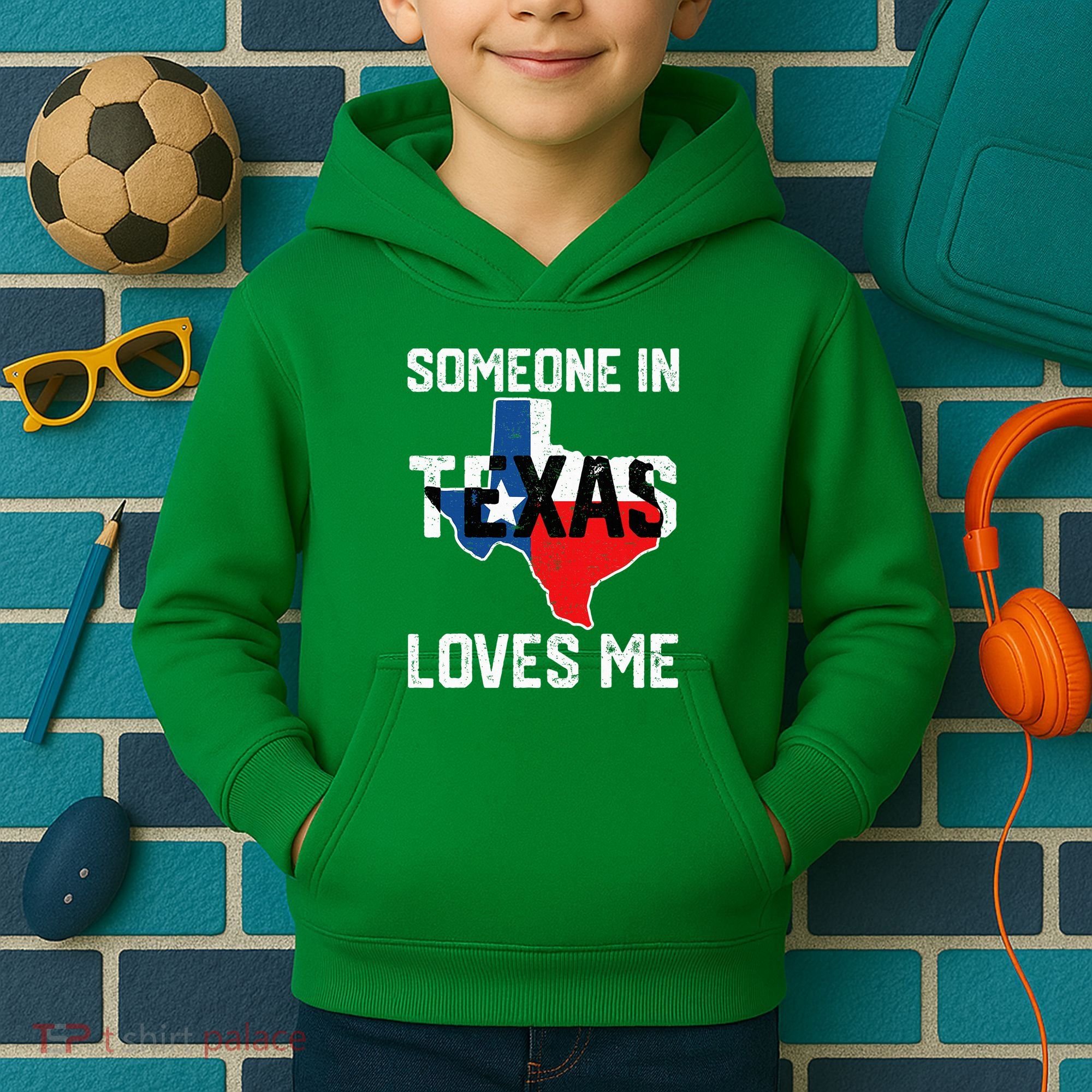 Someone In Texas Loves Me Cool Distressed Kids Hoodie