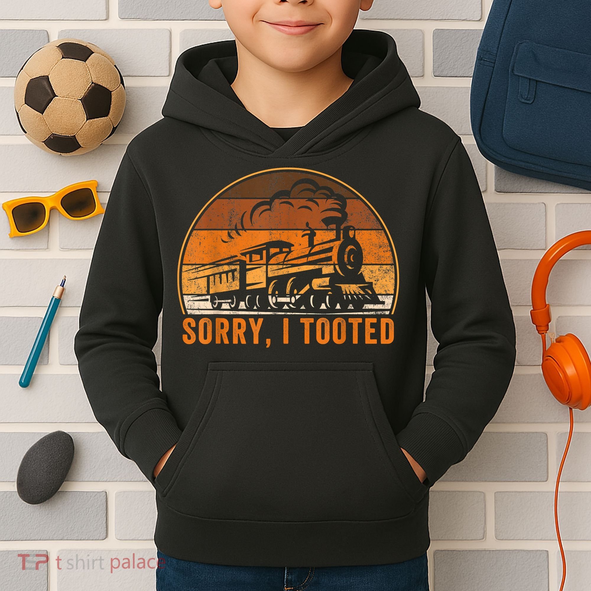 Sorry I Tooted Funny Train Railroad Workers Kids Hoodie