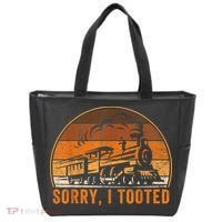 Sorry I Tooted Funny Train Railroad Workers Tote Bag thumb 0
