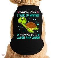 Sometimes I Talk To Myself The We Both Laugh And Laugh Cute Turtle Doggie Tank thumb 0
