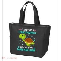Sometimes I Talk To Myself The We Both Laugh And Laugh Cute Turtle Tote Bag thumb 3