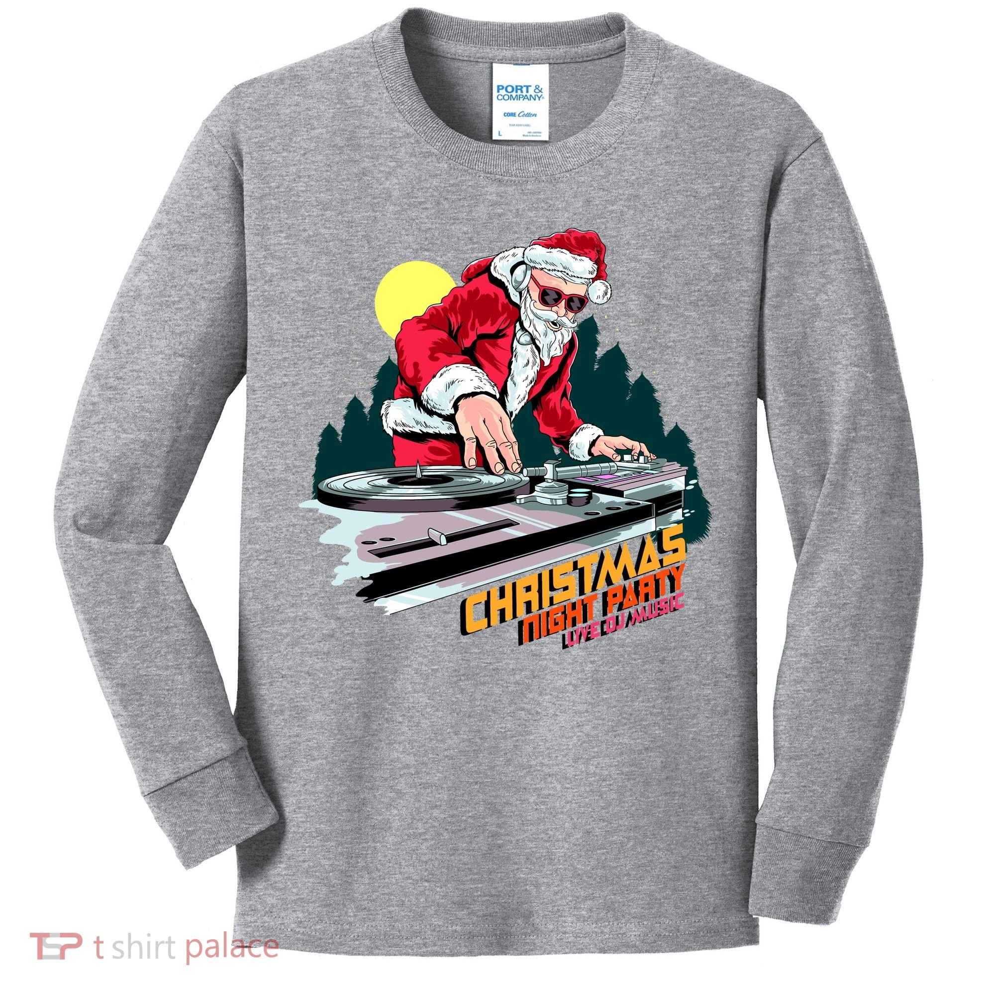 Santa Is The DJ Kids Long Sleeve Shirt
