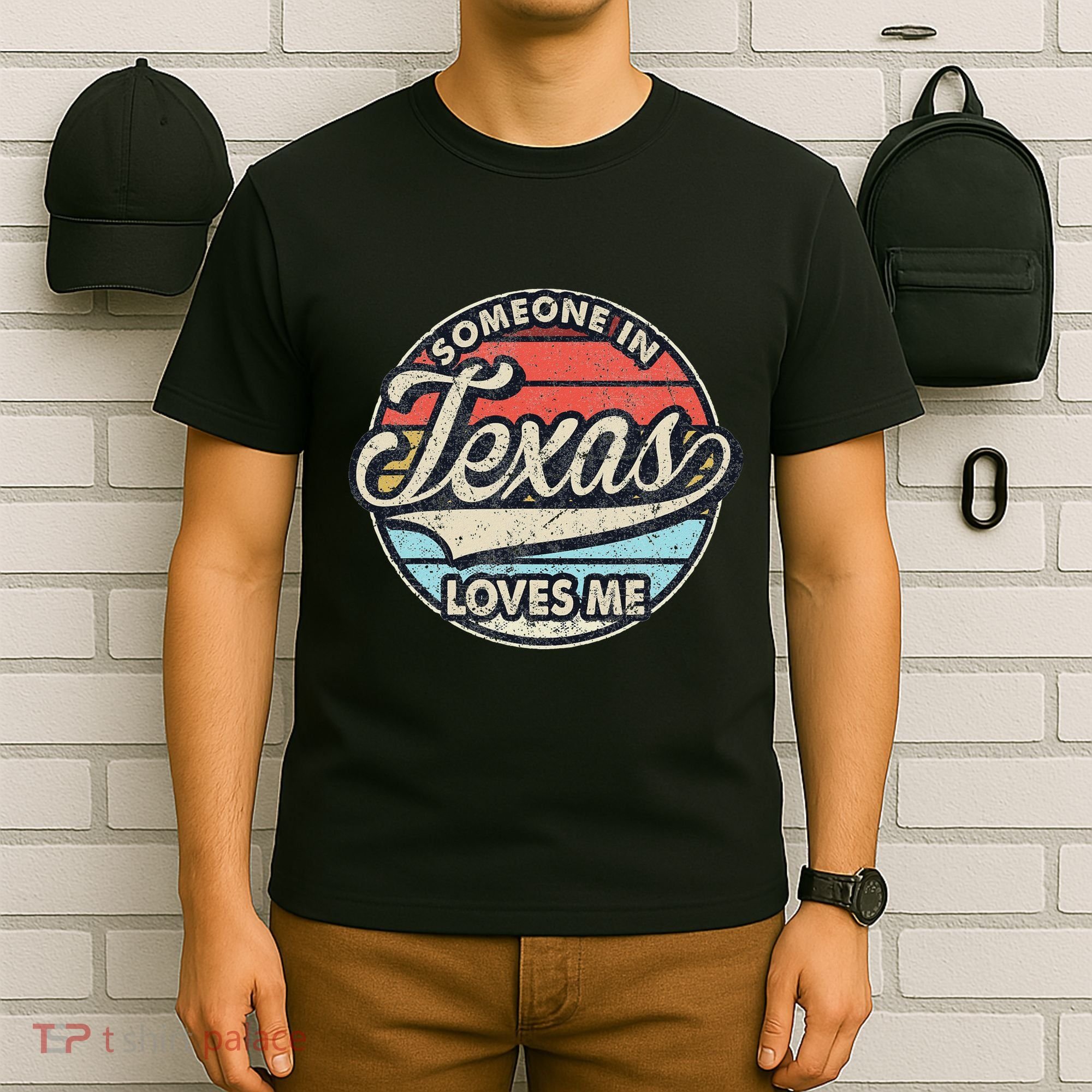 Someone In Texas Loves Me Us State Cool Retro T-Shirt
