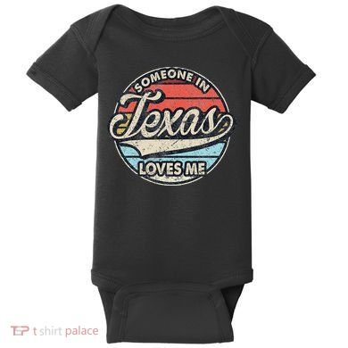 Someone In Texas Loves Me Us State Cool Retro Baby Bodysuit