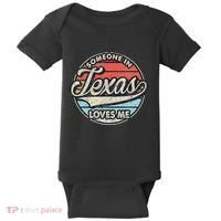 Someone In Texas Loves Me Us State Cool Retro Baby Bodysuit thumb 0