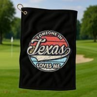 Someone In Texas Loves Me Us State Cool Retro Golf Towel thumb 1