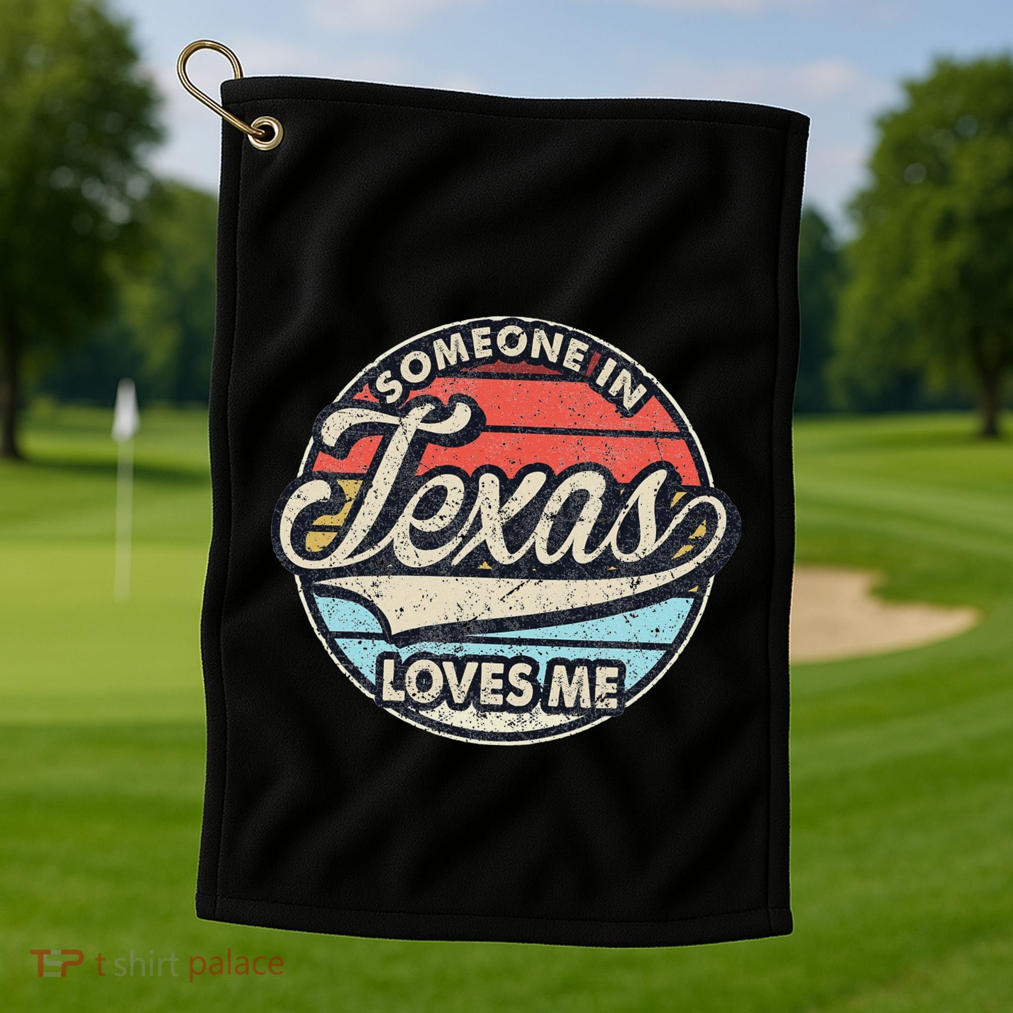 Someone In Texas Loves Me Us State Cool Retro Golf Towel