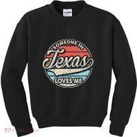 Someone In Texas Loves Me Us State Cool Retro Kids Sweatshirt thumb 0
