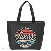 Someone In Texas Loves Me Us State Cool Retro Tote Bag thumb 0