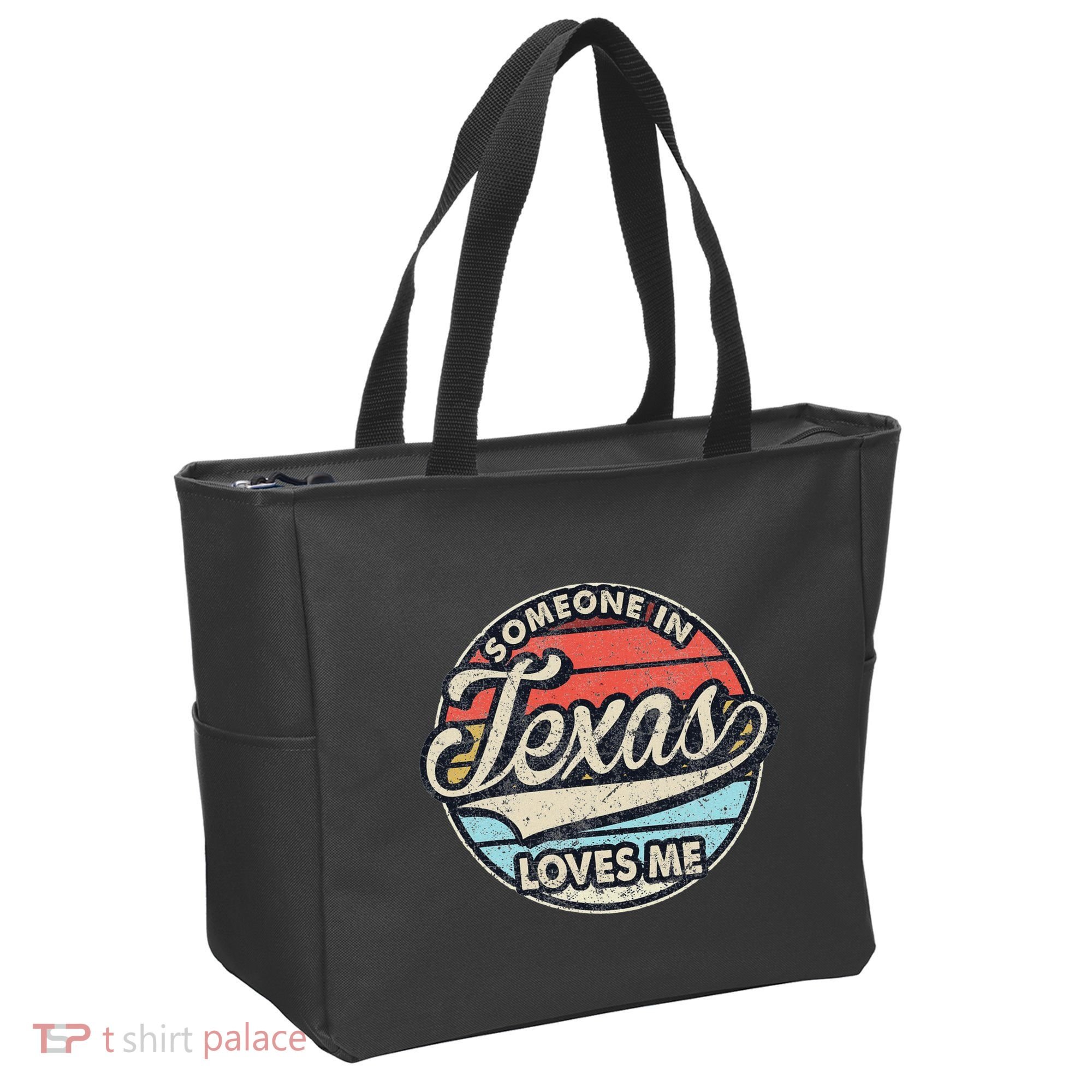 Someone In Texas Loves Me Us State Cool Retro Tote Bag