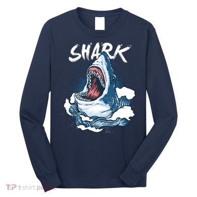 Shark In The Ocean Cool Sharks Week Waves Bite Long Sleeve Shirt