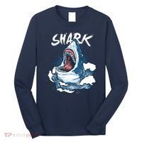 Shark In The Ocean Cool Sharks Week Waves Bite Long Sleeve Shirt thumb 0