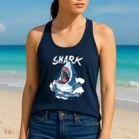 Shark In The Ocean Cool Sharks Week Waves Bite Women's Tank Top thumb 2