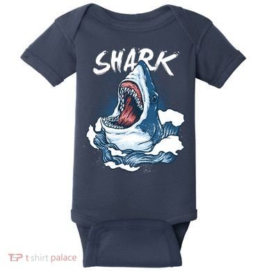 Shark In The Ocean Cool Sharks Week Waves Bite Baby Bodysuit