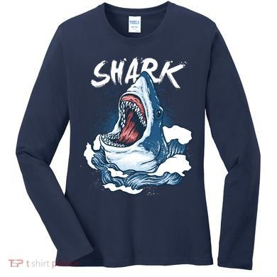 Shark In The Ocean Cool Sharks Week Waves Bite Women's Long Sleeve Shirt