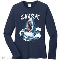 Shark In The Ocean Cool Sharks Week Waves Bite Women's Long Sleeve Shirt thumb 0