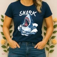 Shark In The Ocean Cool Sharks Week Waves Bite Women's T-Shirt thumb 2