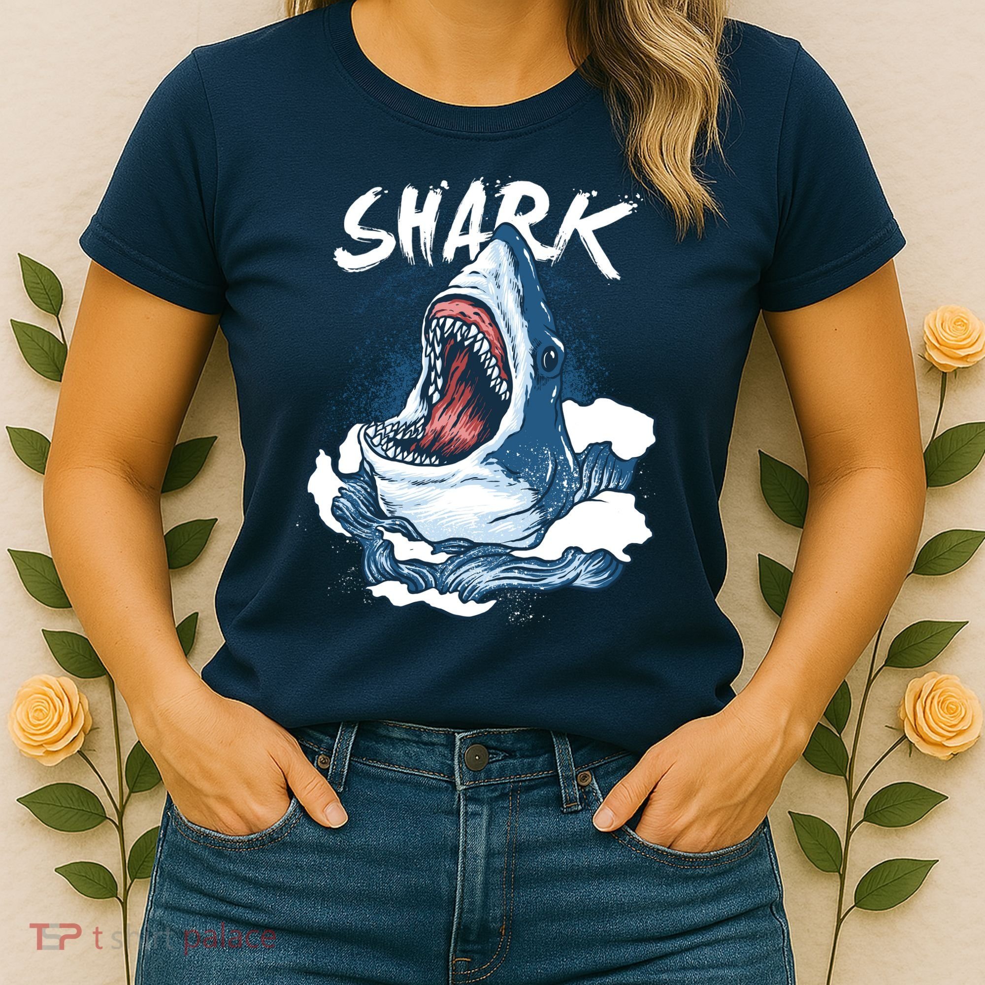 Shark In The Ocean Cool Sharks Week Waves Bite Women's T-Shirt