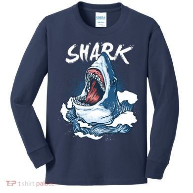 Shark In The Ocean Cool Sharks Week Waves Bite Kids Long Sleeve Shirt