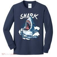 Shark In The Ocean Cool Sharks Week Waves Bite Kids Long Sleeve Shirt thumb 0