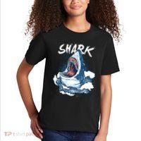Shark In The Ocean Cool Sharks Week Waves Bite Kids T-Shirt thumb 2