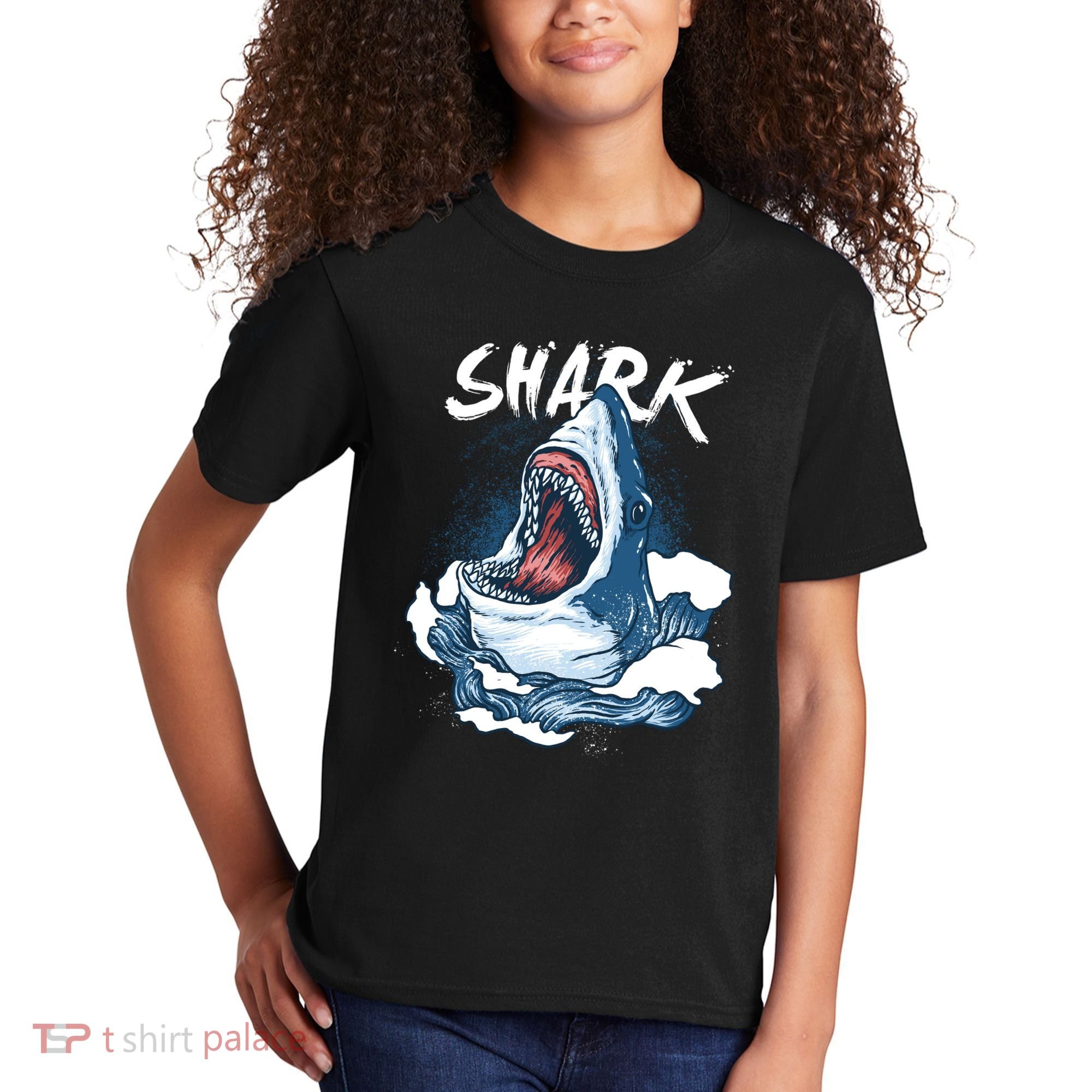 Shark In The Ocean Cool Sharks Week Waves Bite Kids T-Shirt
