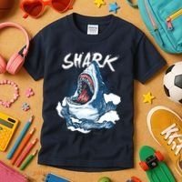 Shark In The Ocean Cool Sharks Week Waves Bite Kids T-Shirt thumb 3