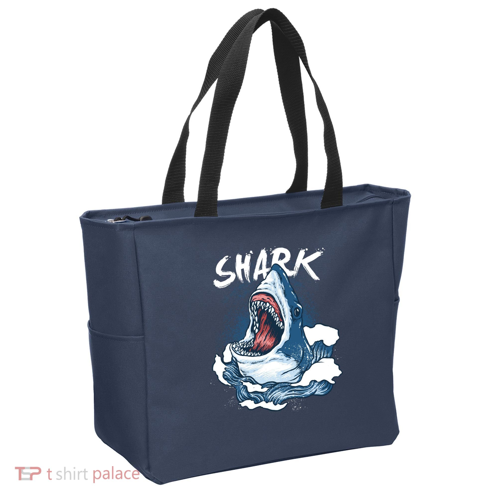 Shark In The Ocean Cool Sharks Week Waves Bite Tote Bag