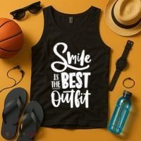 Smile Is The Best Outfit Cute Gift Tank Top thumb 4