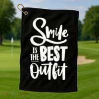 Smile Is The Best Outfit Cute Gift Golf Towel thumb 1