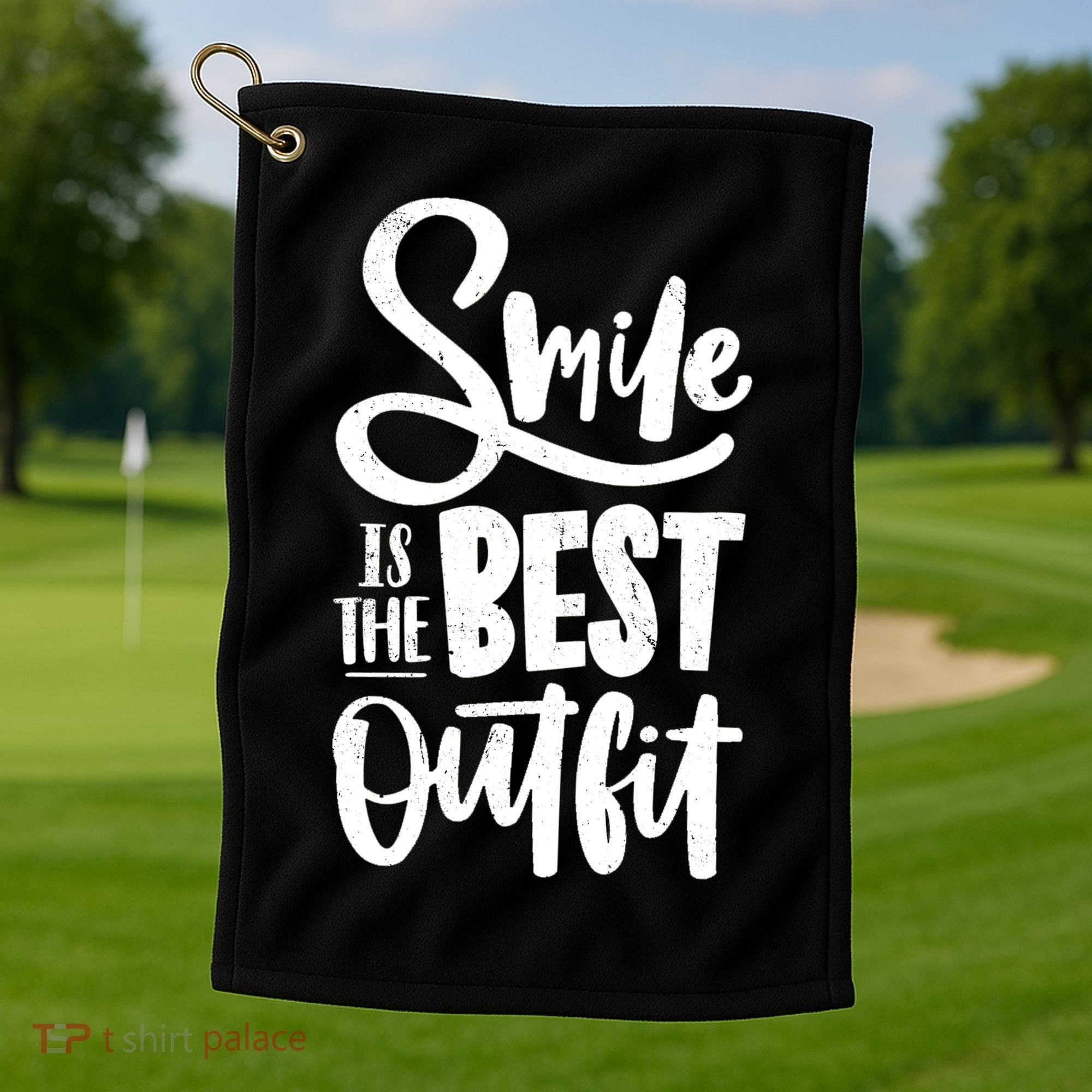 Smile Is The Best Outfit Cute Gift Golf Towel