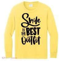Smile Is The Best Outfit Cute Gift Kids Long Sleeve Shirt thumb 0