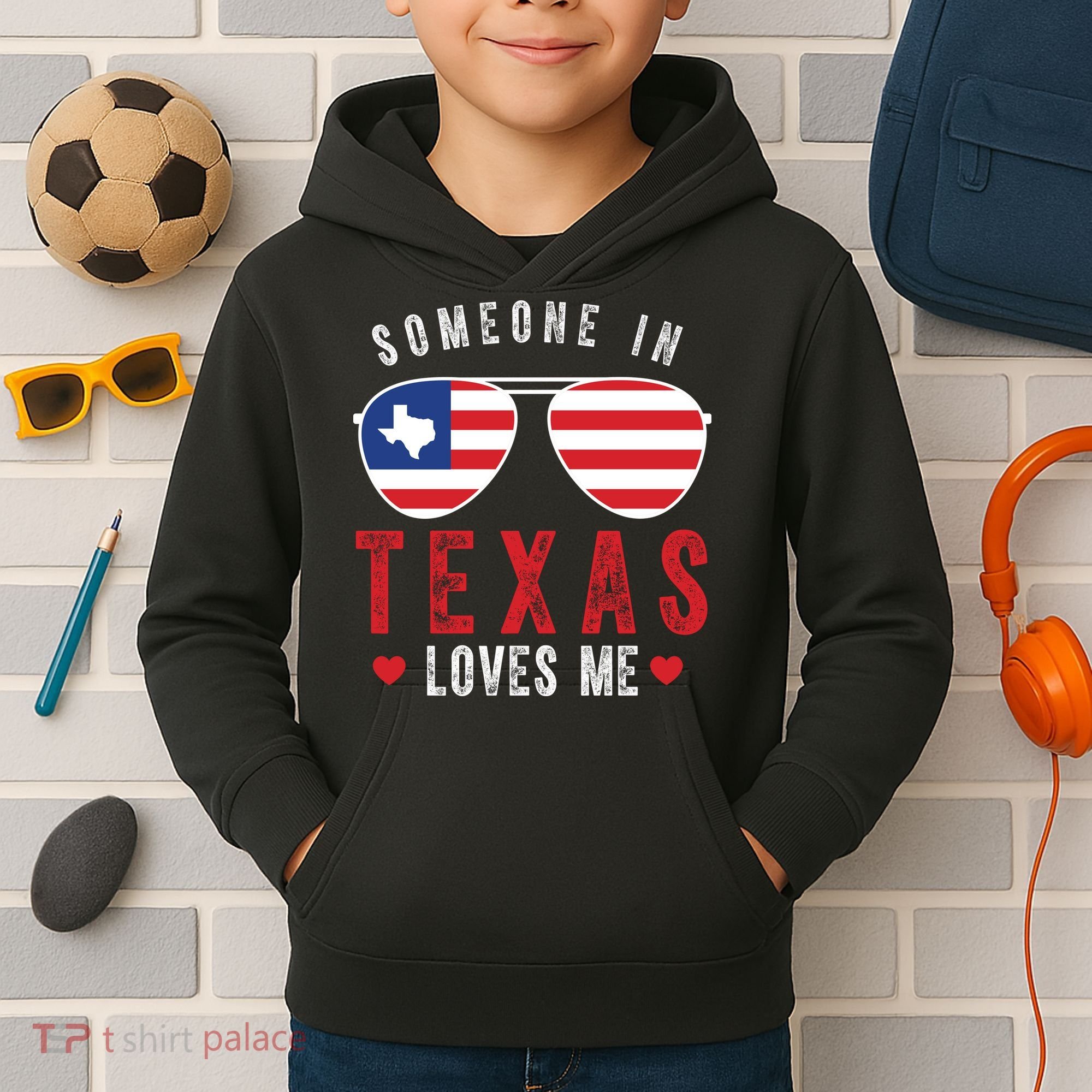 Someone In Texas Loves Me On Champion Kids Hoodie