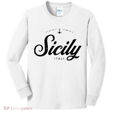 Sicily Italy Vintage Retro Kids Long Sleeve Shirt