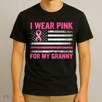 Support I Wear Pink For My Granny Breast Cancer Awareness T-Shirt thumb 3