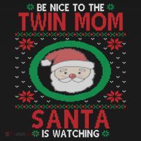 Santa Is Watching New Or Expecting Twin Mom Ugly Christmas Cool Gift Pajama Set thumb 2