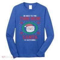Santa Is Watching New Or Expecting Twin Mom Ugly Christmas Cool Gift Long Sleeve Shirt thumb 0