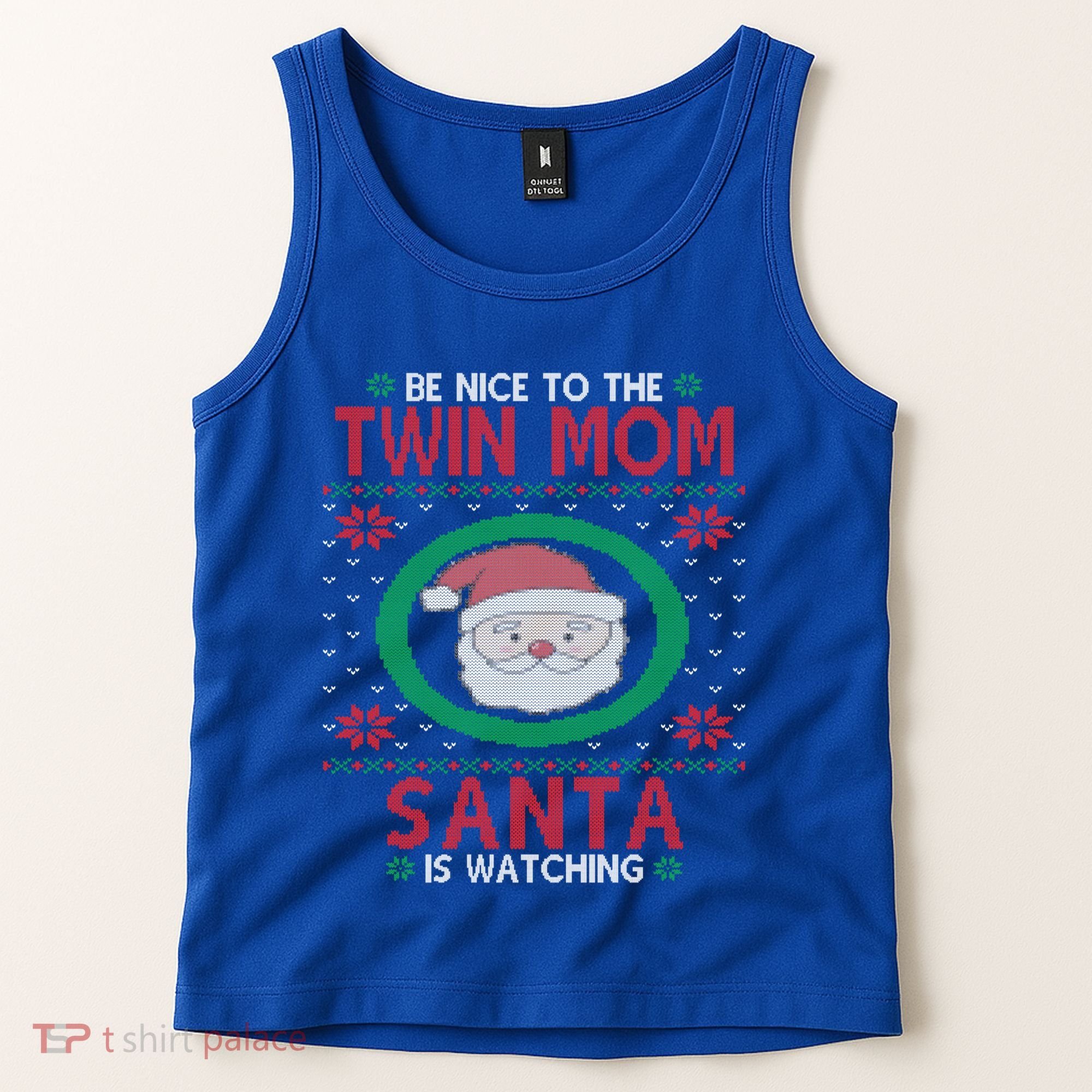 Santa Is Watching New Or Expecting Twin Mom Ugly Christmas Cool Gift Tank Top