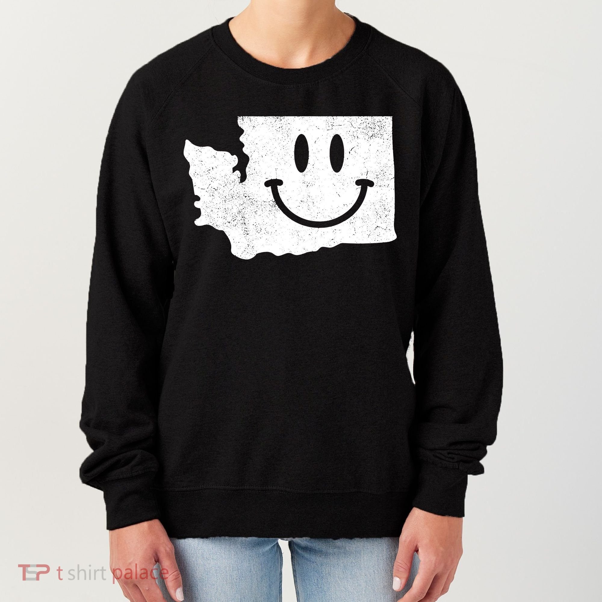 Smiling In Wa Funny Washington Happy Face Women's Sweatshirt