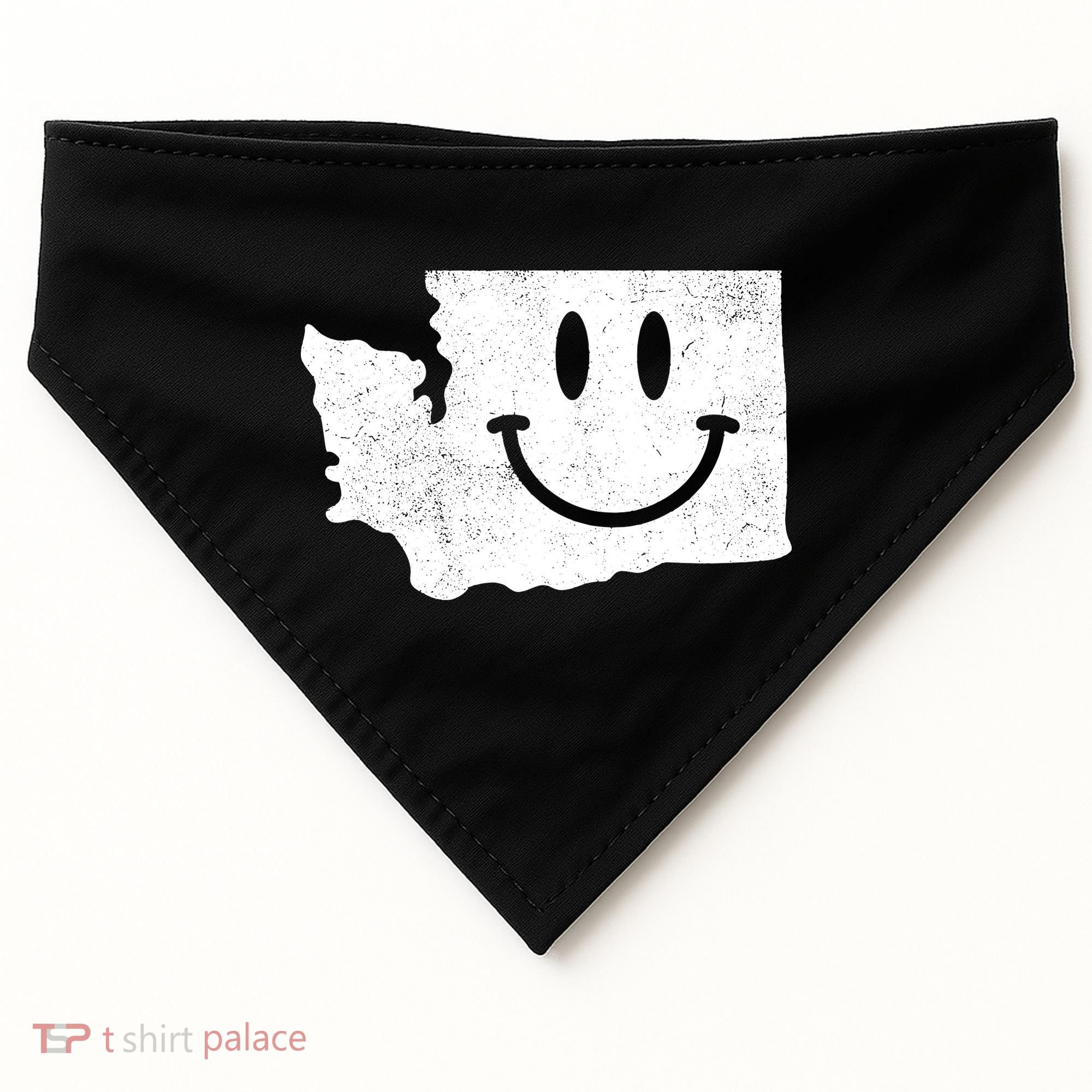 Smiling In Wa Funny Washington Happy Face USA-Made Doggie Bandana